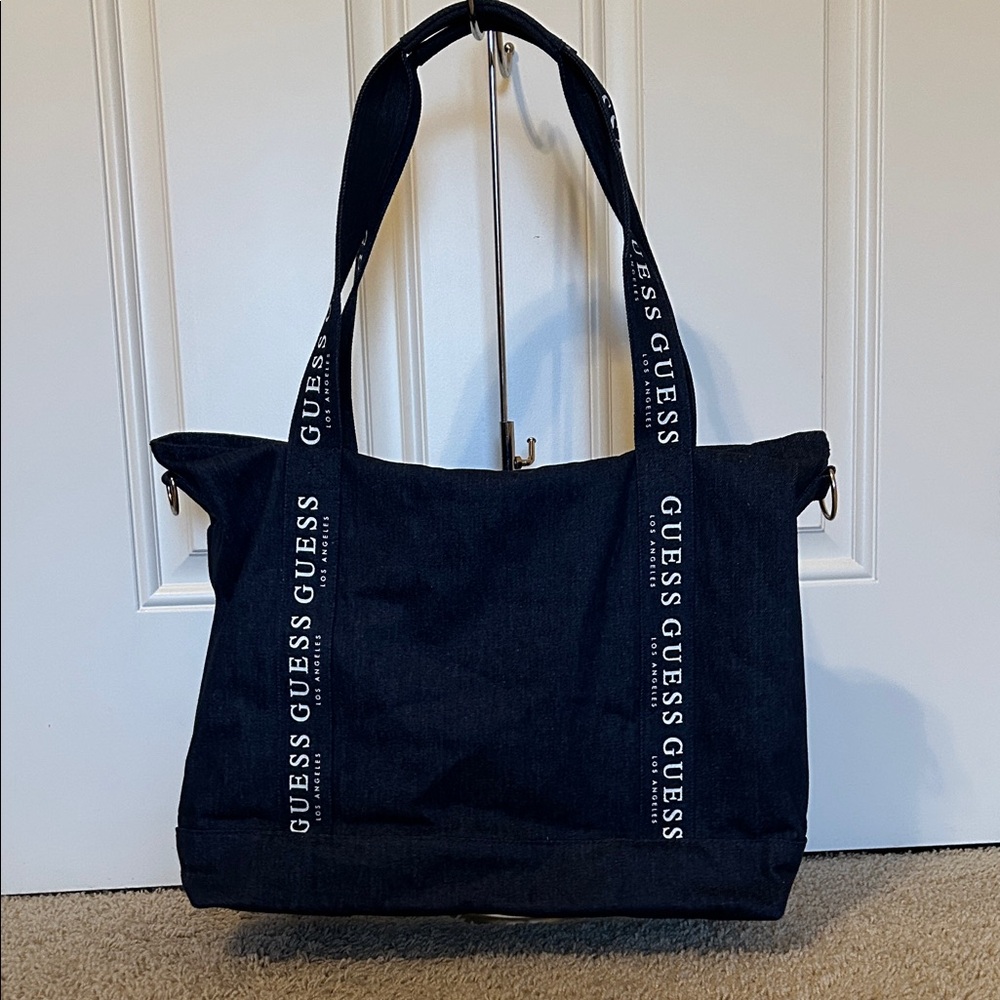NEW Guess Denim Navy Blue Tote Bag